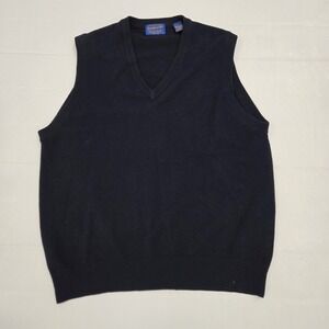 VTG PENDLETON Sweater Vest Mens Sz Large Navy Blue 100% Lambswool V-Neck Preppy